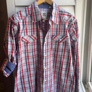 Paper Denim Cloth red/blue plaid shirt L
